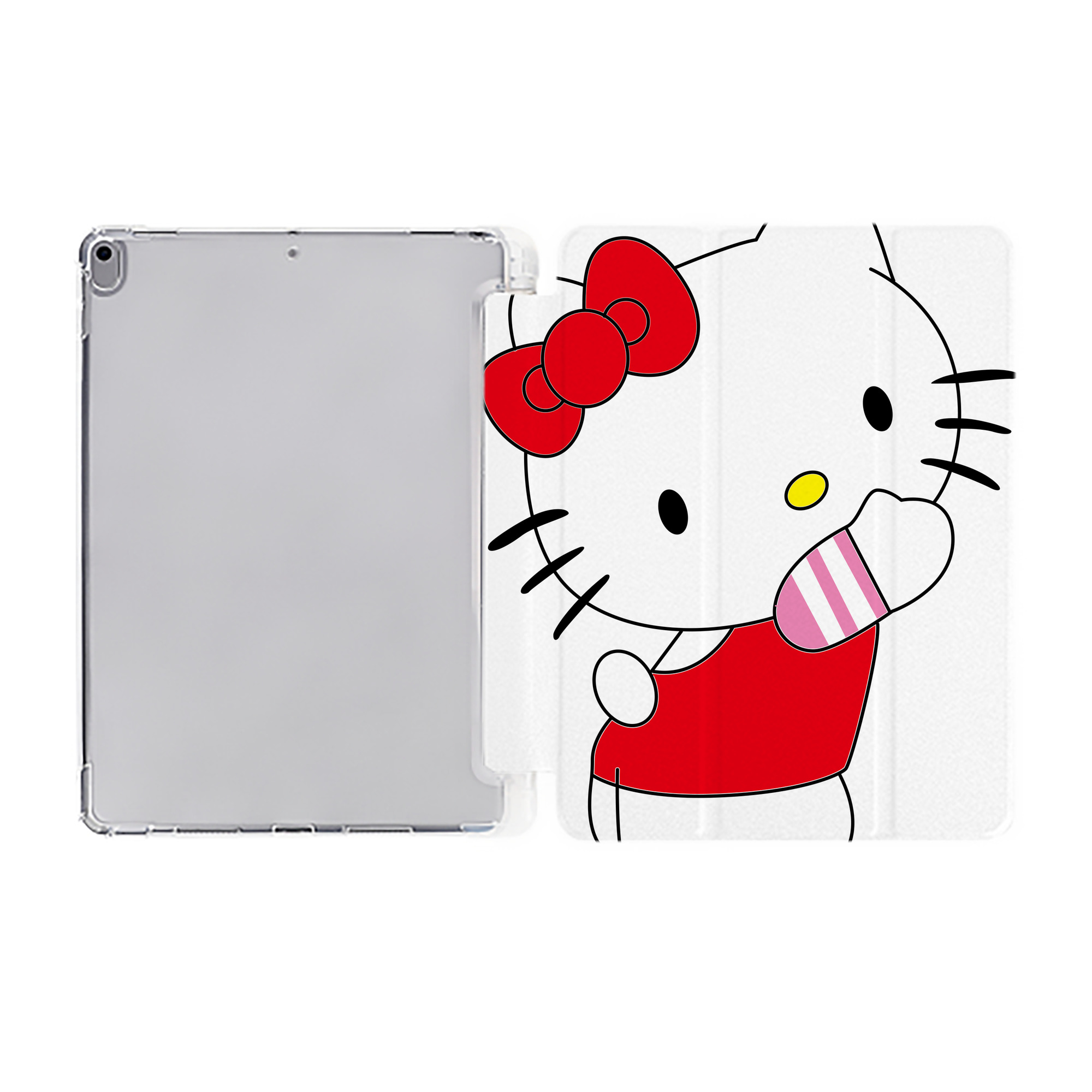 （画像用） Hello Kitty ハローキティ IPad ケース ペン収納付き 三つ折りスタンド PUレザー×シリコン 対応機種9.5/10.5/10.9インチ